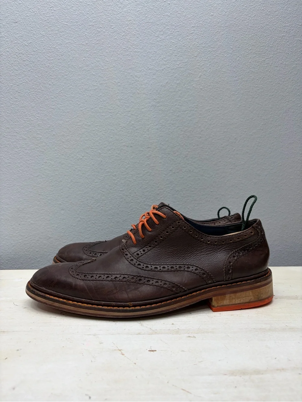 Cole Haan Brown Leather Colton Wingtip Oxford Shoes Size 10